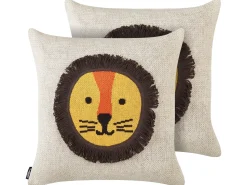 Outlet Beliani Set di 2 cuscini SARANGAR Cotone 45 x 45 cm Beige Beige Giallo Marrone