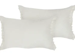 Online Beliani Set di 2 cuscini SASSAFRAS Lino 30 x 45 cm sporco Tinta unita Bianco