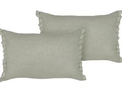 Outlet Beliani Set di 2 cuscini SASSAFRAS Lino 30 x 45 cm chiaro Tinta unita Grigio