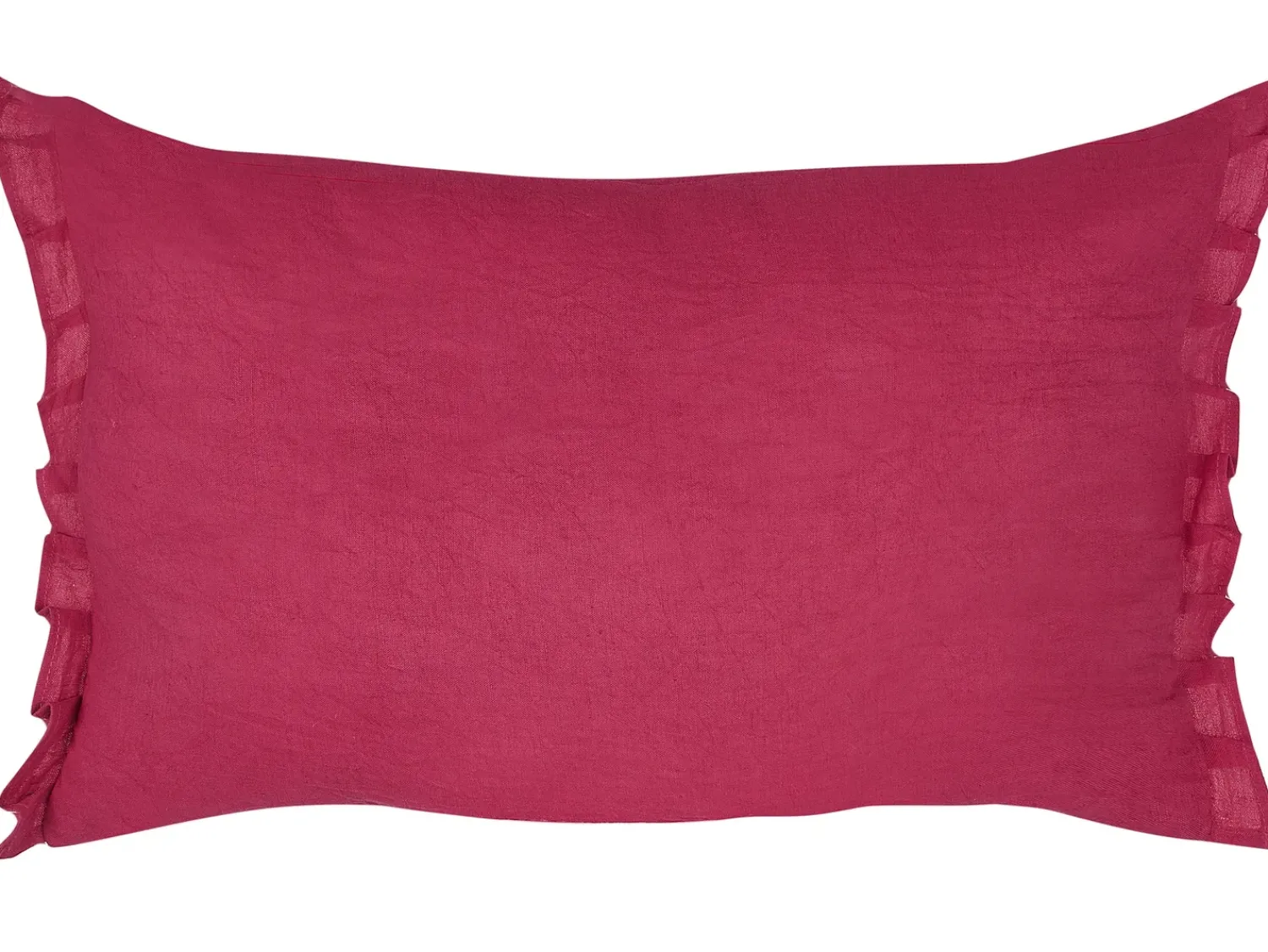 New Beliani Set di 2 cuscini SASSAFRAS Lino 30 x 45 cm Bordeaux Tinta unita Rosso