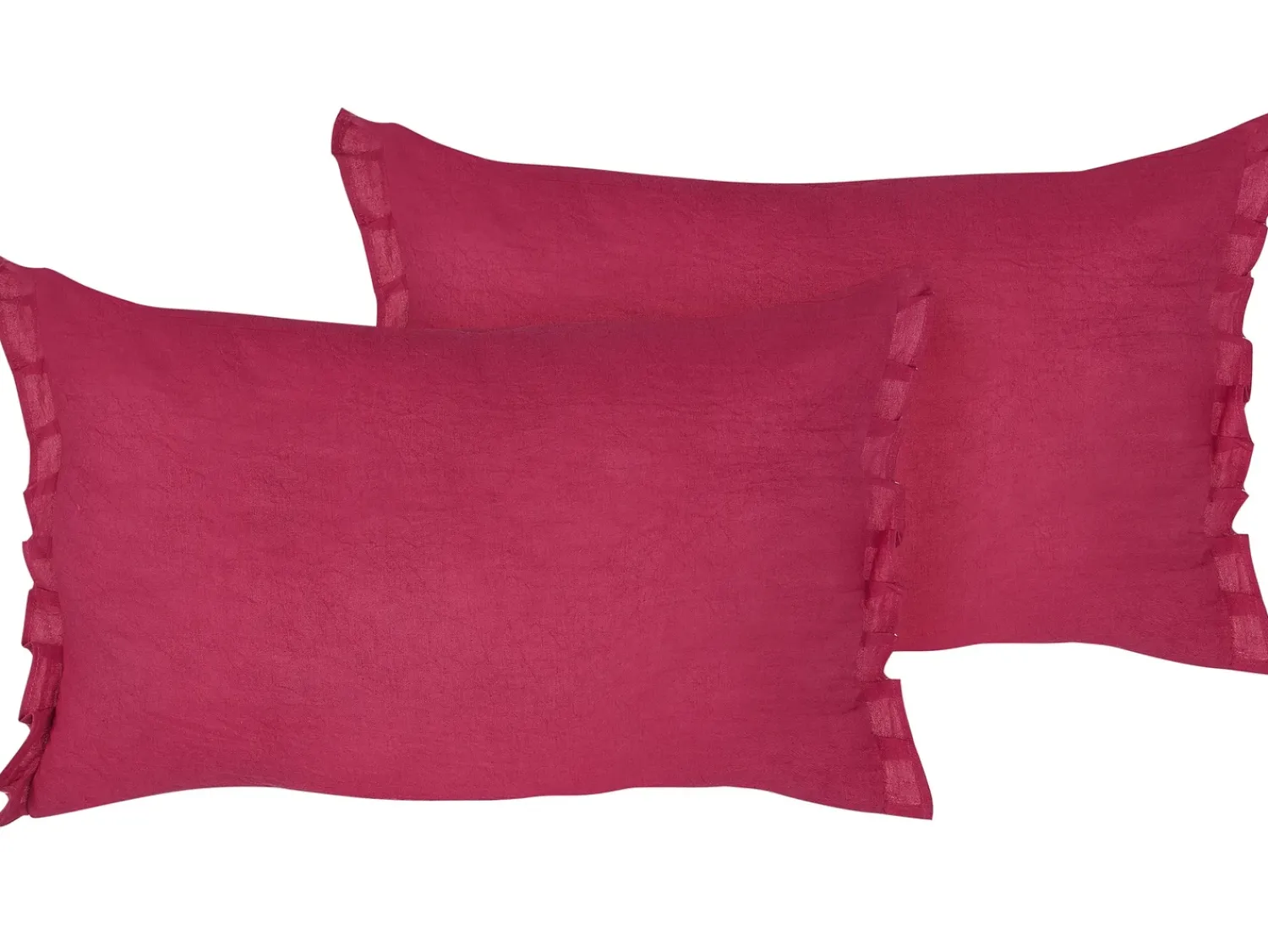New Beliani Set di 2 cuscini SASSAFRAS Lino 30 x 45 cm Bordeaux Tinta unita Rosso