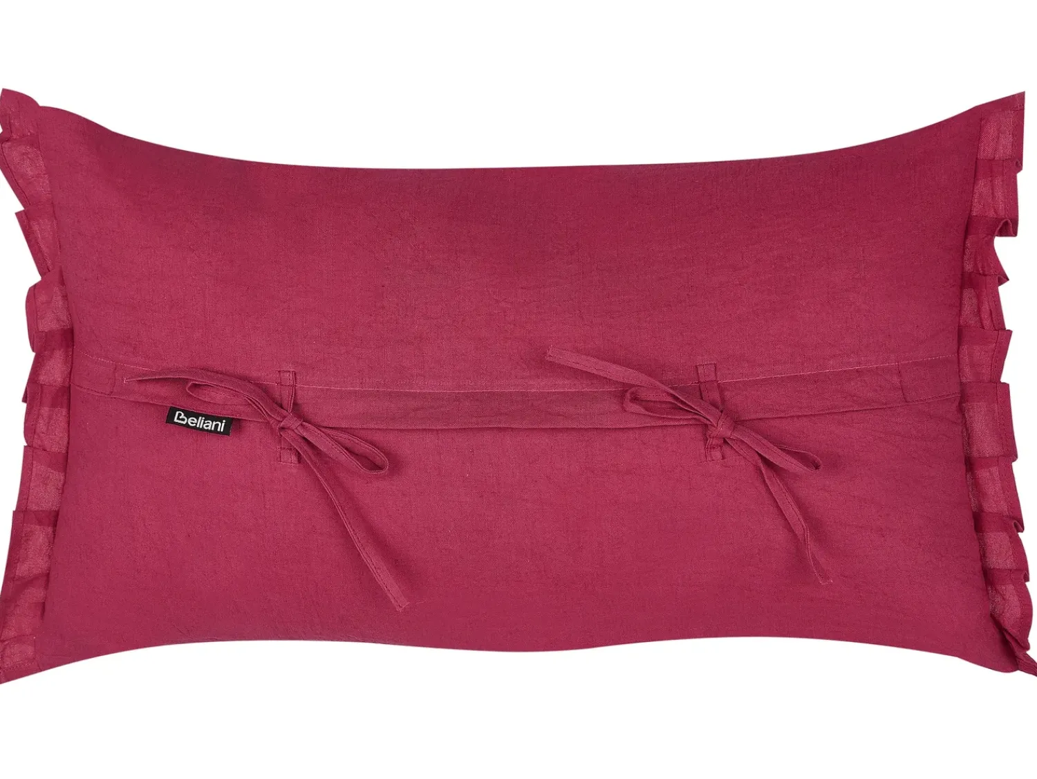 New Beliani Set di 2 cuscini SASSAFRAS Lino 30 x 45 cm Bordeaux Tinta unita Rosso