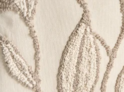 Best Beliani Set di 2 cuscini SAVINA Cotone 45 x 45 cm Bianco Trama floreale Bianco Beige