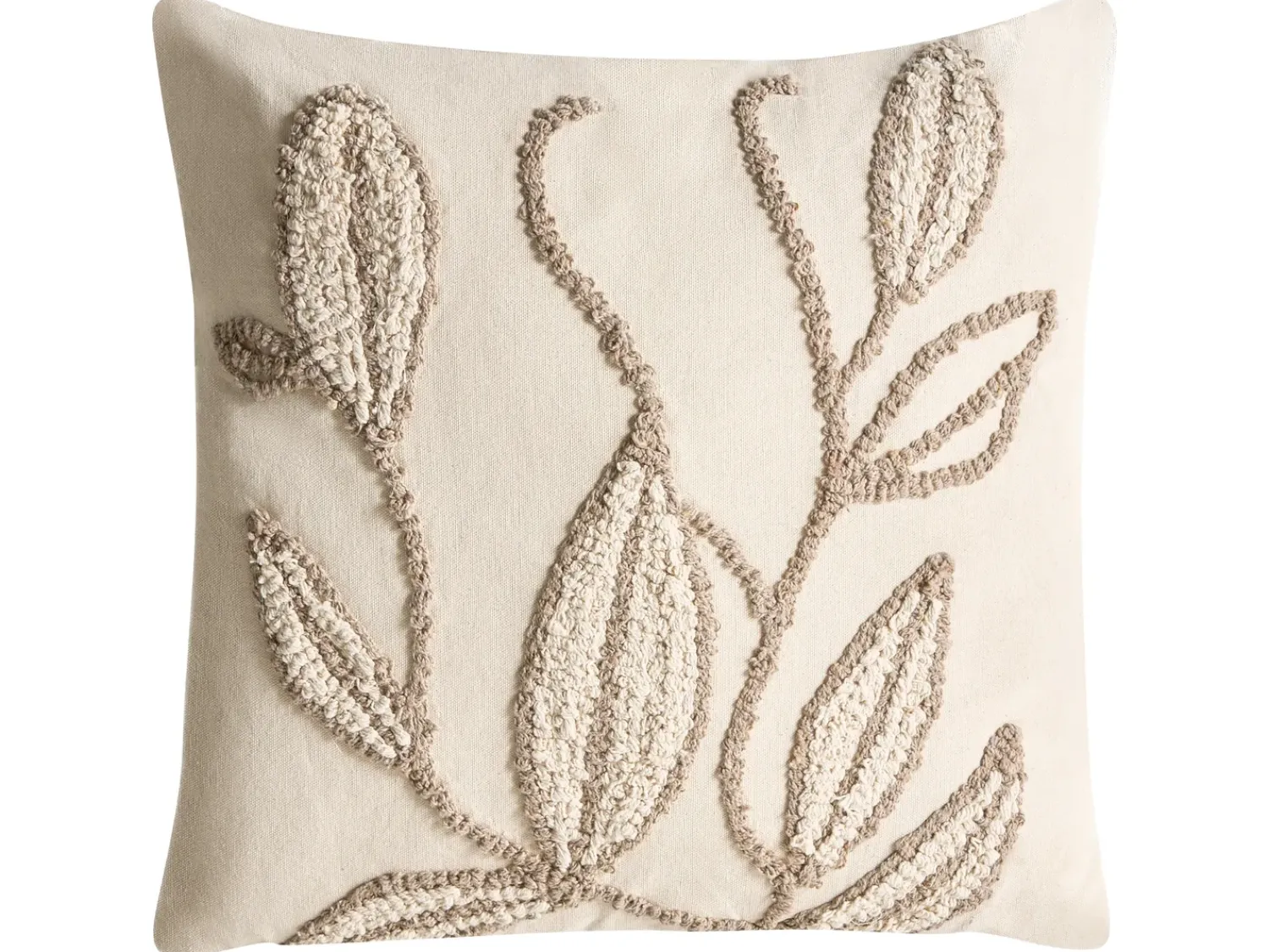 Best Beliani Set di 2 cuscini SAVINA Cotone 45 x 45 cm Bianco Trama floreale Bianco Beige