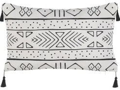 Outlet Beliani Set di 2 cuscini SCHEFFLERA Velluto Bianco Trama geometrica Bianco Nero