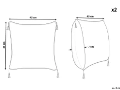 Hot Beliani Set di 2 cuscini SCHEFFLERA Velluto Bianco Trama geometrica Bianco Nero