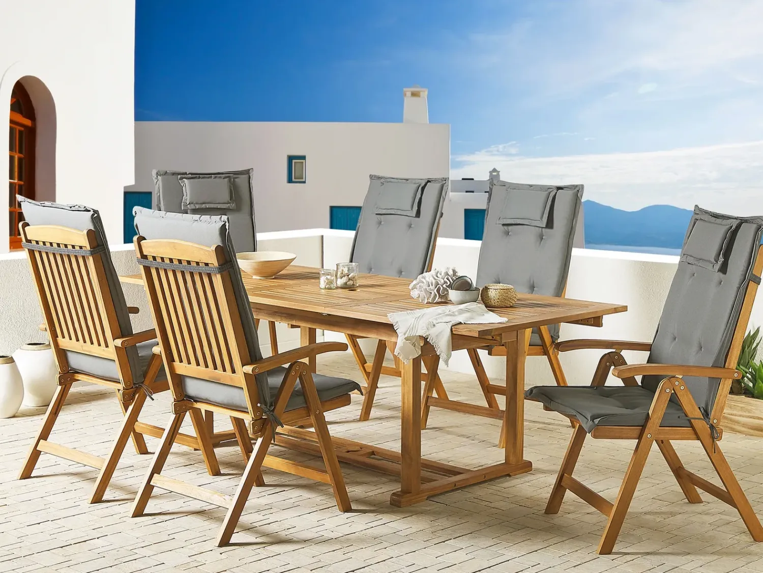 Outlet Beliani Set di 6 Cuscini Schiena/Seduta JAVA/AMANTEA 50 x 70 cm Grigio