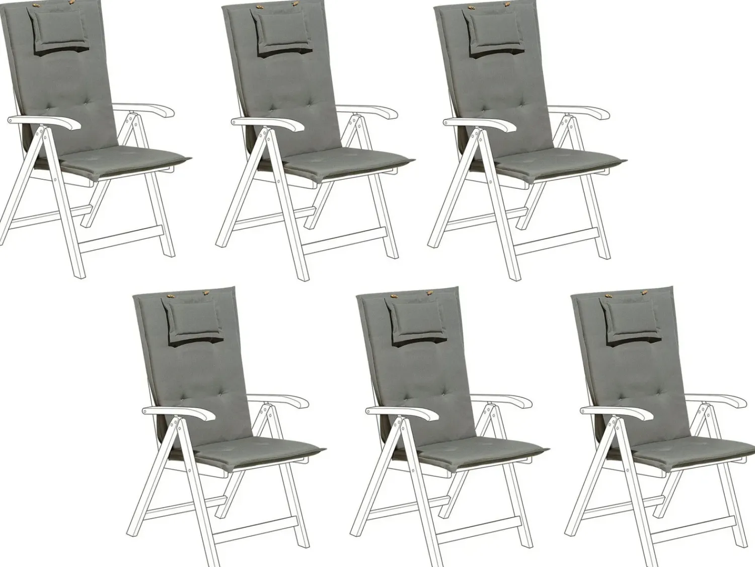 Outlet Beliani Set di 6 Cuscini Schiena/Seduta JAVA/AMANTEA 50 x 70 cm Grigio