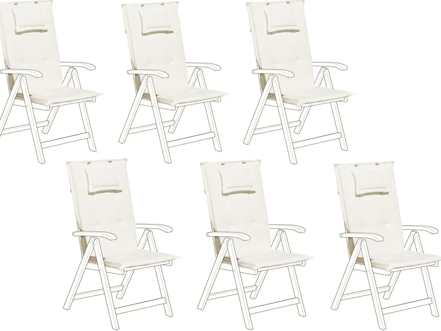 Beliani Set di 6 Cuscini Schiena/Seduta JAVA/AMANTEA 50 x 70 cm sporco Bianco