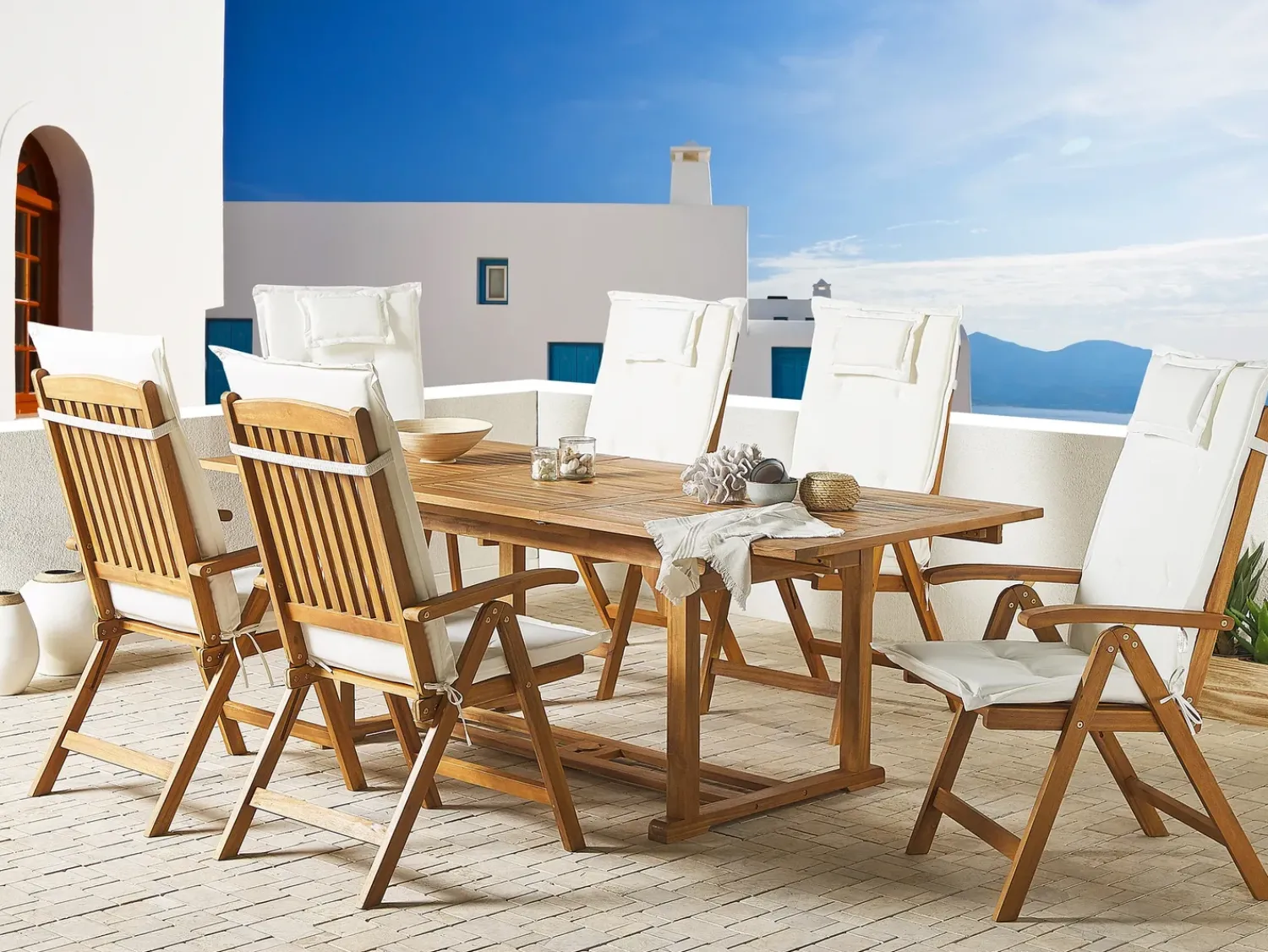 Beliani Set di 6 Cuscini Schiena/Seduta JAVA/AMANTEA 50 x 70 cm sporco Bianco