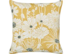 Outlet Beliani Set di 2 cuscini SCIRPUS Cotone 45 x 45 cm Giallo Trama floreale Bianco Giallo Grigio