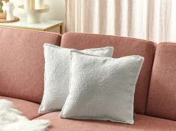 Beliani Set di 2 cuscini SENECIA Bouclé 45 x 45 cm sporco Tinta unita Bianco