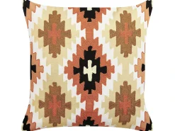 Best Beliani Set di 2 cuscini SERAMPORE Cotone 50 x 50 cm Multicolore Trama geometrica Beige Bianco Marrone Nero Multicolore