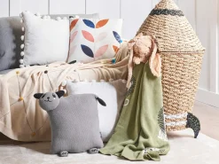 New Beliani Set di 2 cuscini SHADOOR Cotone 35 x 35 cm Grigio Panda Grigio Nero