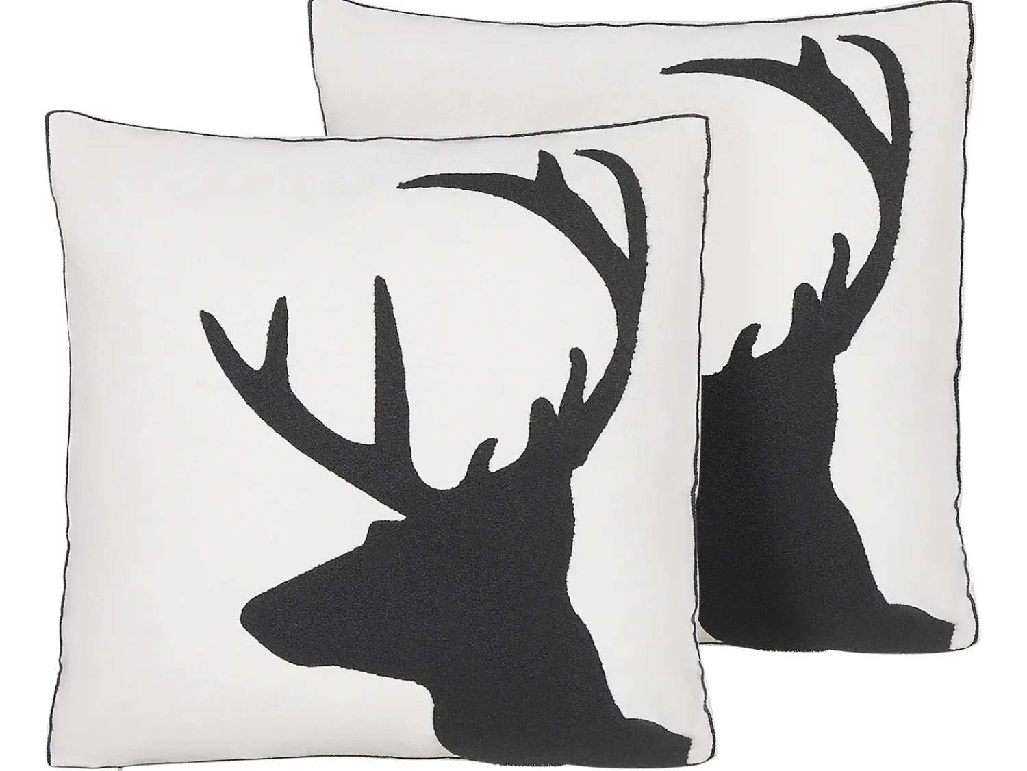 Hot Beliani Set di 2 cuscini SHADRACK Cotone 45 x 45 cm Bianco Modello natalizio Bianco Nero