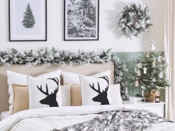 Hot Beliani Set di 2 cuscini SHADRACK Cotone 45 x 45 cm Bianco Modello natalizio Bianco Nero