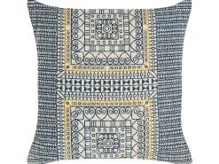 Beliani Set di 2 cuscini SIDI Cotone 50 x 50 cm Blu Trama geometrica Bianco Blu Giallo Multicolore
