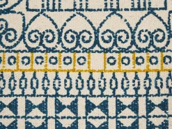 Beliani Set di 2 cuscini SIDI Cotone 50 x 50 cm Blu Trama geometrica Bianco Blu Giallo Multicolore