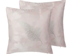 New Beliani Set di 2 cuscini SILENE 45 x 45 cm Rosa Trama di piante Rosa Argento