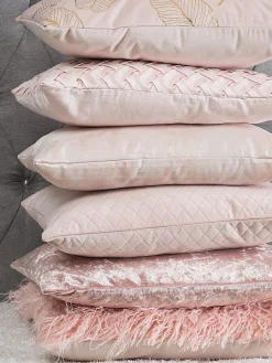 New Beliani Set di 2 cuscini SILENE 45 x 45 cm Rosa Trama di piante Rosa Argento