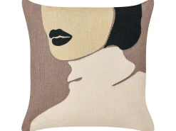 Best Beliani Set di 2 cuscini SILPHIUM Cotone 45 x 45 cm Marrone Trama astratta Beige Marrone Nero