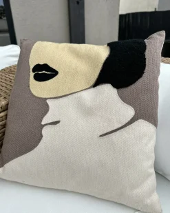 Best Beliani Set di 2 cuscini SILPHIUM Cotone 45 x 45 cm Marrone Trama astratta Beige Marrone Nero
