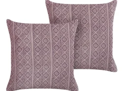 Beliani Set di 2 cuscini SILYBUM Velluto 45 x 45 cm Trama geometrica Rosa