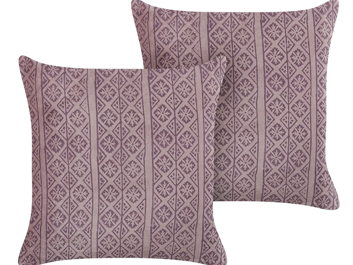 Beliani Set di 2 cuscini SILYBUM Velluto 45 x 45 cm Trama geometrica Rosa