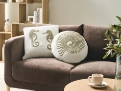 Hot Beliani Set di 2 cuscini SINDORA Cotone 45 x 45 cm Bianco Trama animale Bianco Beige