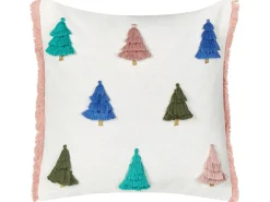 Hot Beliani Set di 2 cuscini SKIMMIA Cotone 45 x 45 cm Bianco Modello natalizio Bianco Blu Rosa Verde
