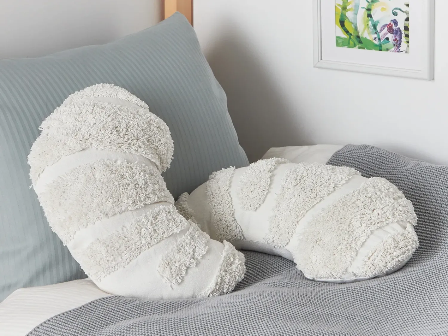 Outlet Beliani Set di 2 cuscini SNOWDROP Cotone 40 x 25 cm Bianco