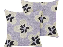 Online Beliani Set di 2 cuscini SOAPWORT Cotone 45 x 45 cm Viola Multicolore