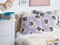 Online Beliani Set di 2 cuscini SOAPWORT Cotone 45 x 45 cm Viola Multicolore