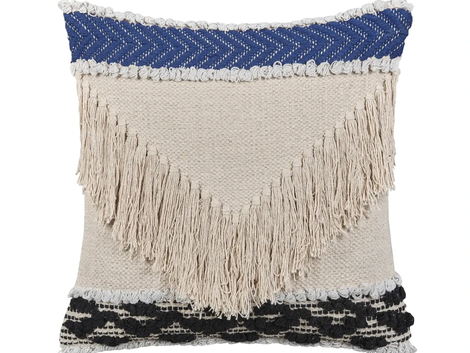 Best Beliani Set di 2 cuscini SOFCA Cotone 45 x 45 cm Beige Trama geometrica Beige Blu