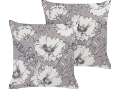 New Beliani Set di 2 cuscini SOPHORA 45 x 45 cm Grigio Trama floreale Bianco Grigio