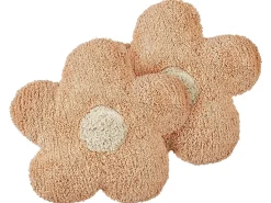 New Beliani Set di 2 cuscini SORREL Cotone 30 x 30 cm Rosa pesca Fiore Beige Bianco Rosa