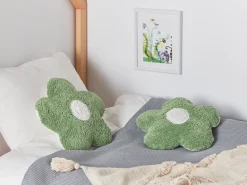 Online Beliani Set di 2 cuscini SORREL Cotone 30 x 30 cm Verde Fiore Bianco Verde
