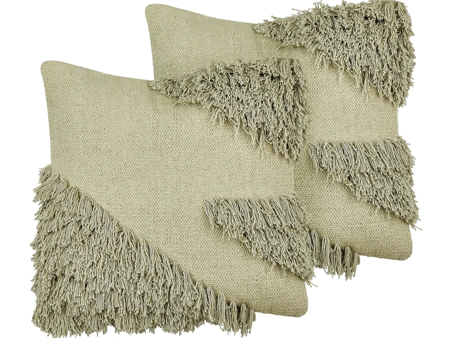 Discount Beliani Set di 2 cuscini SOURWOOD Cotone 45 x 45 cm chiaro Trama geometrica Verde