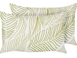 Clearance Beliani Set di 2 cuscini SPANDOREA Cotone 30 x 50 cm Verde Trama di piante Bianco Verde