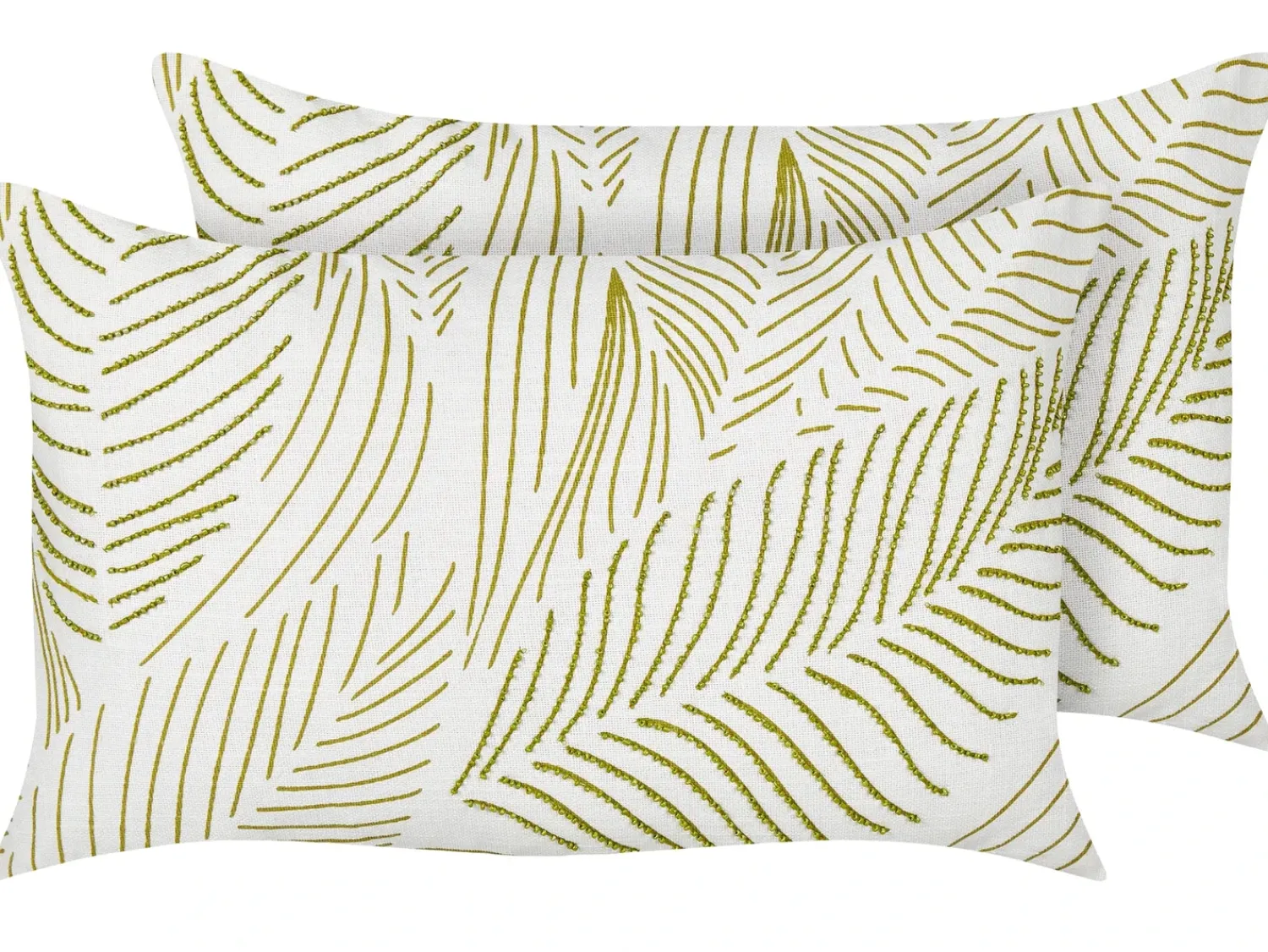 Clearance Beliani Set di 2 cuscini SPANDOREA Cotone 30 x 50 cm Verde Trama di piante Bianco Verde