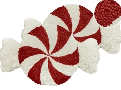 Sale Beliani Set di 2 cuscini SPIRAL CANDY Bouclé 35 x 58 cm Bianco Modello natalizio Bianco Rosso