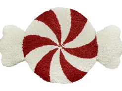 Sale Beliani Set di 2 cuscini SPIRAL CANDY Bouclé 35 x 58 cm Bianco Modello natalizio Bianco Rosso