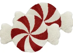 Sale Beliani Set di 2 cuscini SPIRAL CANDY Bouclé 35 x 58 cm Bianco Modello natalizio Bianco Rosso