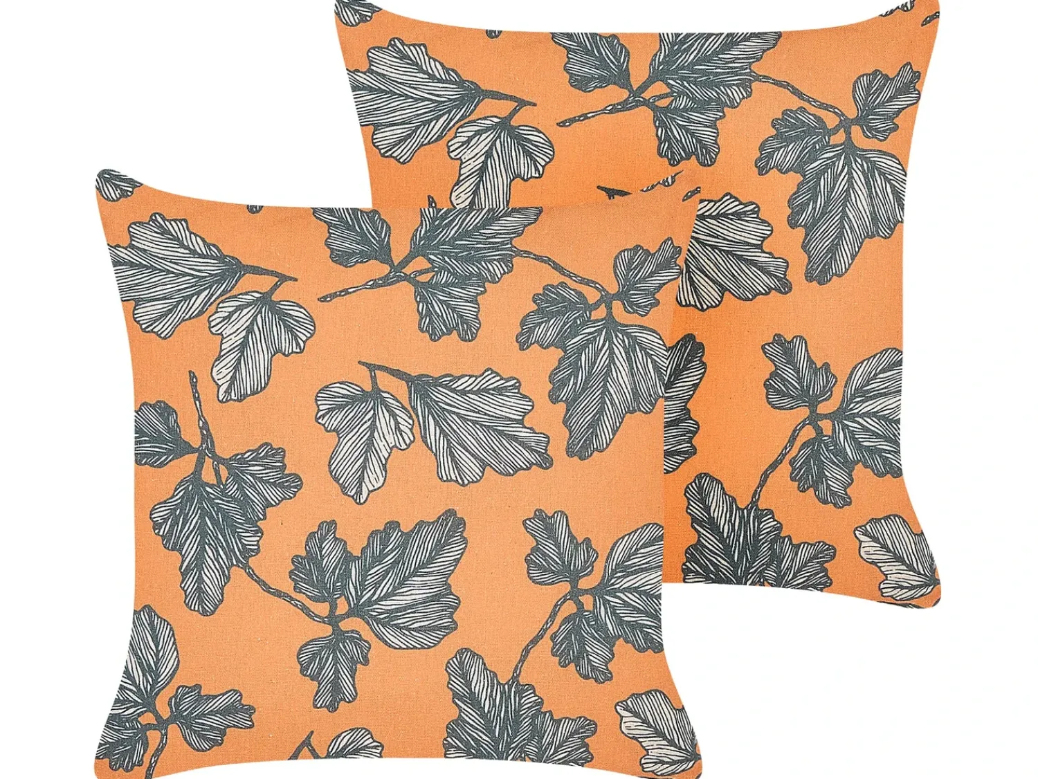 New Beliani Set di 2 cuscini SPIREA 45 x 45 cm Trama di piante Arancione Nero