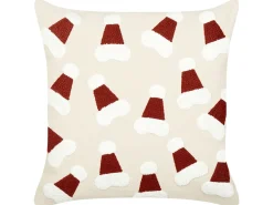 Online Beliani Set di 2 cuscini SUGARPLUM Cotone 45 x 45 cm Beige chiaro Modello natalizio Bianco Beige Rosso