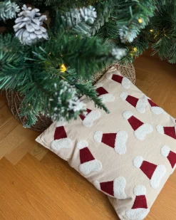 Online Beliani Set di 2 cuscini SUGARPLUM Cotone 45 x 45 cm Beige chiaro Modello natalizio Bianco Beige Rosso