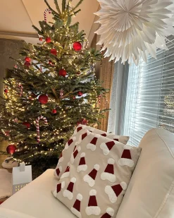 Online Beliani Set di 2 cuscini SUGARPLUM Cotone 45 x 45 cm Beige chiaro Modello natalizio Bianco Beige Rosso
