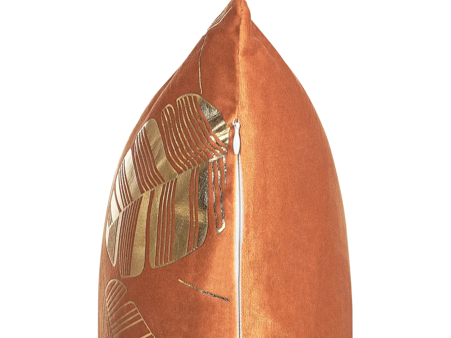 Outlet Beliani Set di 2 cuscini SUNFLOWER Velluto 45 x 45 cm Arancione Trama di piante Arancione Oro