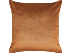 Outlet Beliani Set di 2 cuscini SUNFLOWER Velluto 45 x 45 cm Arancione Trama di piante Arancione Oro