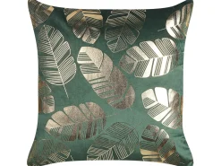 Sale Beliani Set di 2 cuscini SUNFLOWER Velluto 45 x 45 cm Verde scuro Trama di piante Oro Verde